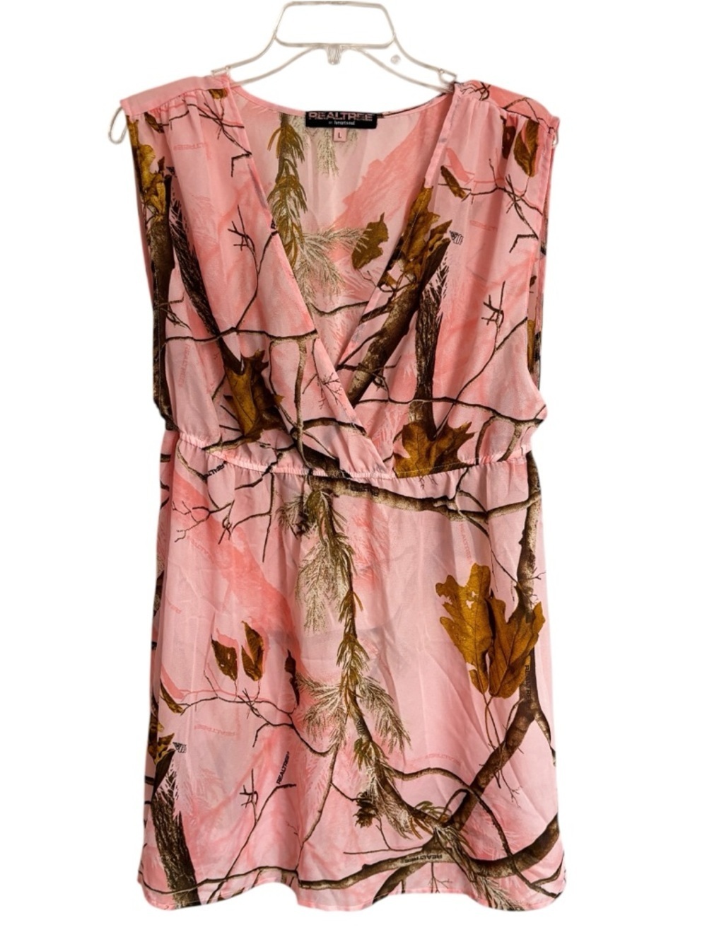 Realtree Swimsuit Cover Up Dress Womens Large Pink Camouflage Sleeveless Sheer